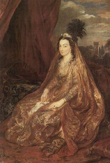 Dyck, Anthony van Portrat der Elisabeth oder Theresia Shirley in orientalischer Kleidung Sweden oil painting art